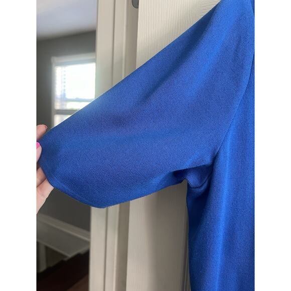 MING WANG Royal Blue Lace Grommet Soft Knit Sheath Dress - Picture 3 of 10